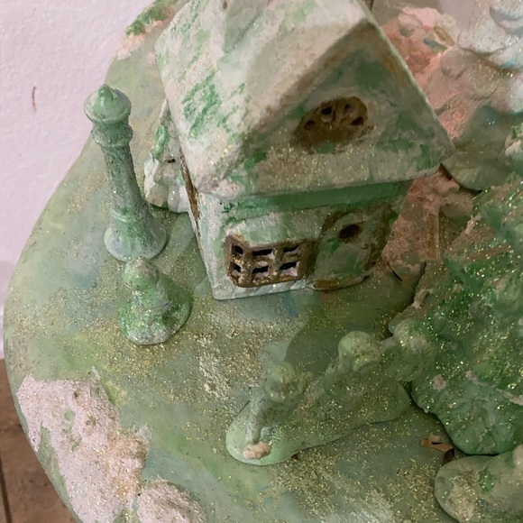 VTG Scioto Ceramic Mold Light-Up Christmas Gold Sparkling Large Village Scene - Picture 8 of 16